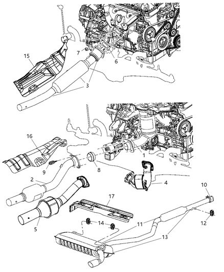 2008 Dodge Caliber Converter Catalytic Diagram for 5290933AB