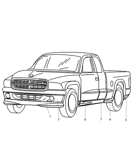 2004 Dodge Dakota Air Dam Diagram for 5JL00PR4AA