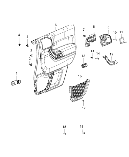 2017 Jeep Wrangler Front Door Trim Panel Diagram 1 - Thumbnail