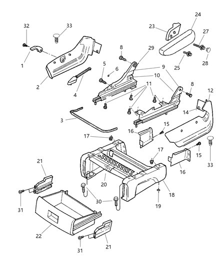 2000 Dodge Caravan Front Seat - Right And Left Adjusters, Side Shields And Attaching Parts Diagram 2 - Thumbnail