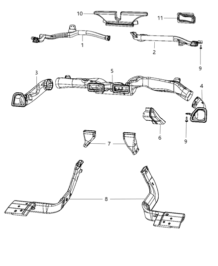 2014 Dodge Avenger Center Duct Diagram for 5058260AB