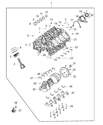 2020 Dodge Challenger Electric Cooling Fan Screw Diagram for 6513099AA