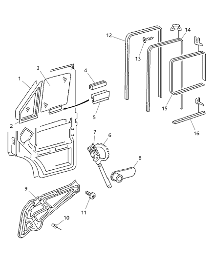 2002 Dodge Sprinter 2500 Handle Window Regulator Diagram for 5124064AA