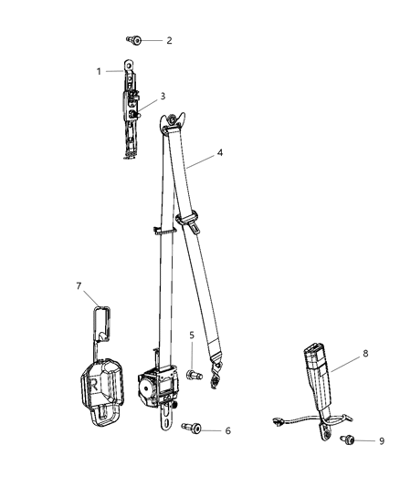 2012 Jeep Grand Cherokee Adjuster Seat Belt Turning Loop Diagram for 4610241AB