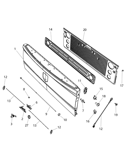 2019 Ram 3500 Pickup Tailgate of Body - Sheet Metal Except Doors Diagram