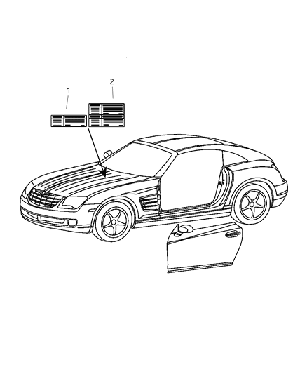 2004 Chrysler Crossfire Decal A/C System Specification Diagram for 5103217AA