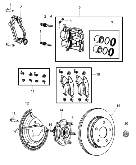 2011 Ram 1500 Hub & Bearing, Front Diagram for 68024245AA