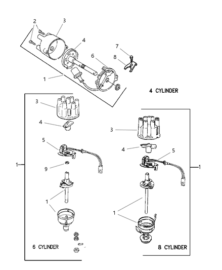 2002 Dodge Dakota Distributor Assembly Diagram for 4740338AB