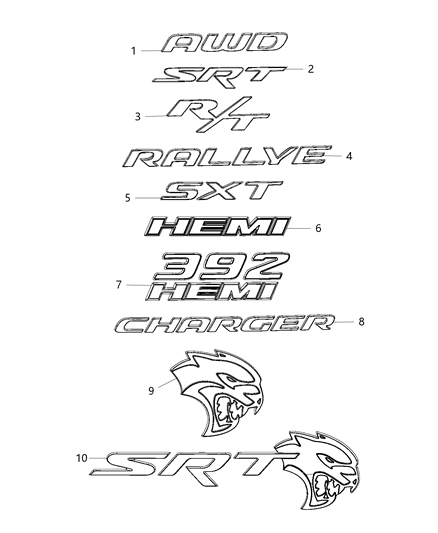 2017 Dodge Charger Nameplates - Emblem & Medallions Diagram