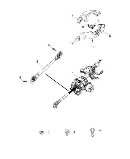 2016 Jeep Renegade Shaft Steering Column Intermediate Diagram for 68270836AA