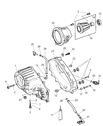 1999 Dodge Dakota Case & Related Parts of Transfer Case Model Diagram 3 - Thumbnail