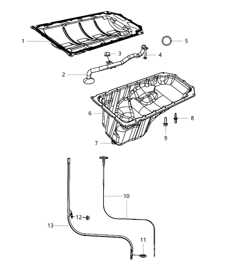 2016 Ram 2500 Engine Oil Pan & Engine Oil Level Indicator & Related Parts Diagram 1 - Thumbnail