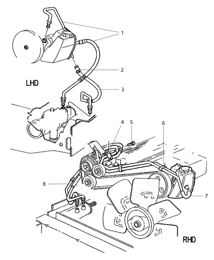 2001 Jeep Cherokee Power Steering Hoses And Reservoir Diagram 3 - Thumbnail