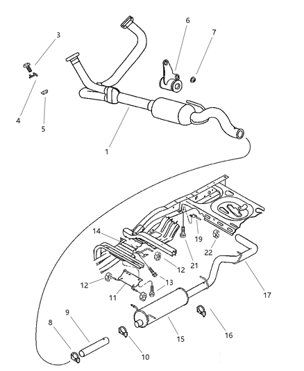 2001 Dodge Dakota Pipe Tail Diagram for 52103262AB
