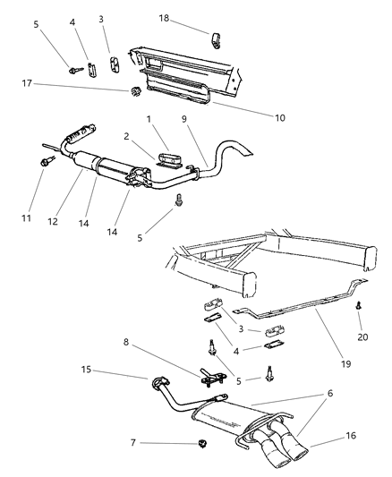 1999 Dodge Viper Exhaust System Diagram 2 - Thumbnail