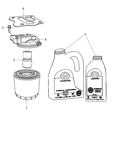 2008 Dodge Magnum Engine Oil Filter , Filter Adapter And Engine Oil Diagram 1 - Thumbnail