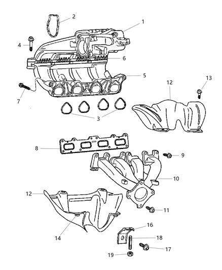 2004 Chrysler PT Cruiser Manifolds - Intake & Exhaust Diagram 4 - Thumbnail