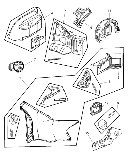 2006 Chrysler Sebring Quarter Panel of Body - Sheet Metal Except Doors Diagram 2 - Thumbnail
