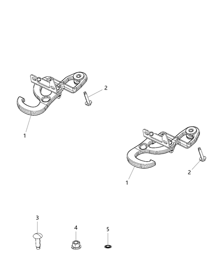 2020 Ram 1500 Tow Hook, Driver Side Diagram for 55398285AA
