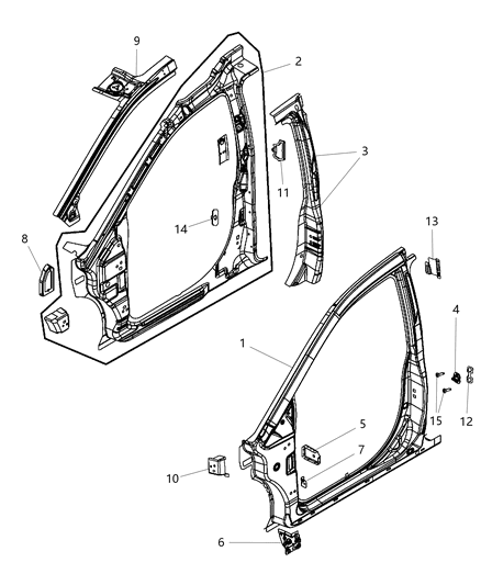 2009 Dodge Grand Caravan Panel Bodyside Aperture Front Diagram for 4894748AD