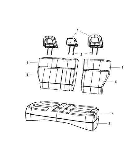 2009 Dodge Caliber Rear Seat - 60/40 Diagram 1 - Thumbnail