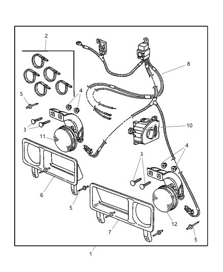 2001 Dodge Ram 3500 Quad & Club Cab Fog Lamp Kit - Fascia Diagram