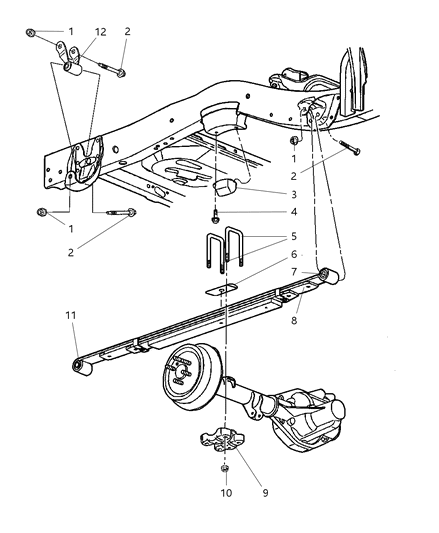 2004 Dodge Dakota Spring Rear Leaf Diagram for 52106765AF