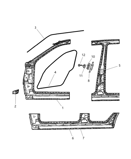 2001 Jeep Grand Cherokee Aperture Panel - Panels, Body Side Diagram