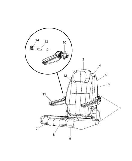 2009 Chrysler Town & Country Rear Seat - Quad Diagram 5 - Thumbnail