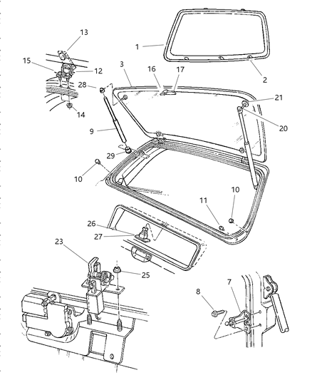 1997 Jeep Grand Cherokee Hinge Diagram for 55075163