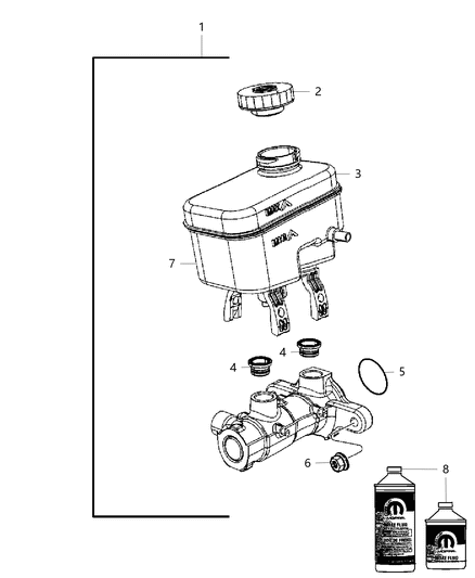 2018 Jeep Wrangler JK (Previous-generation) Brake Master Cylinder Diagram