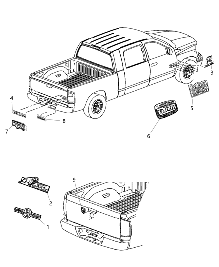 2011 Ram 3500 Decal, Rear Diagram for 68086557AA