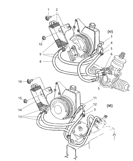 1998 Dodge Dakota Hose Power Steering Return Diagram for 52037828AB