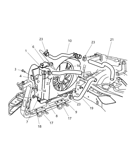2000 Jeep Grand Cherokee Radiator & Related Parts Diagram 3 - Thumbnail