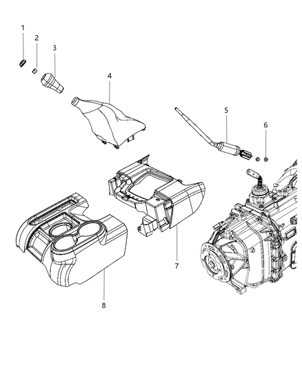 2014 Ram 3500 Pickup Gear Shift Boot, Knob And Bezel Diagram