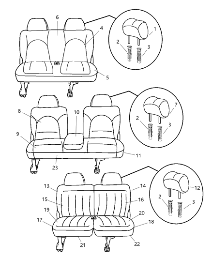 2002 Dodge Grand Caravan Cushion Rear Seat Three Passenger Diagram for UE732T5AB