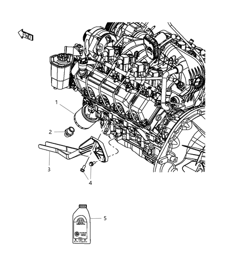 2012 Ram 1500 Engine Oil , Engine Oil Filter , Adapter And Splash Guard Diagram 1 - Thumbnail