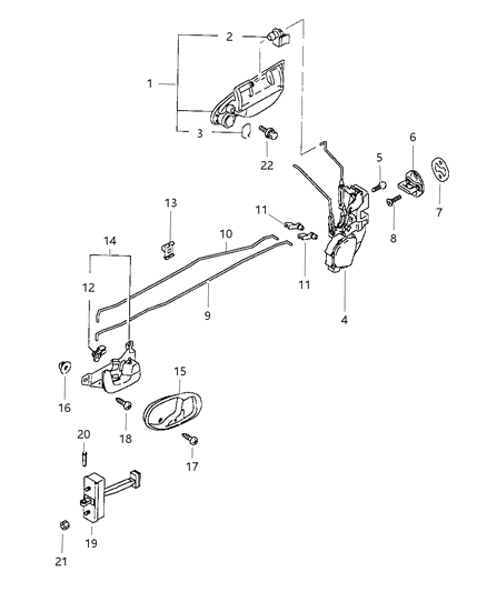 1998 Chrysler Sebring Coupe Door, Front - Handles & Controls Diagram 2 - Thumbnail