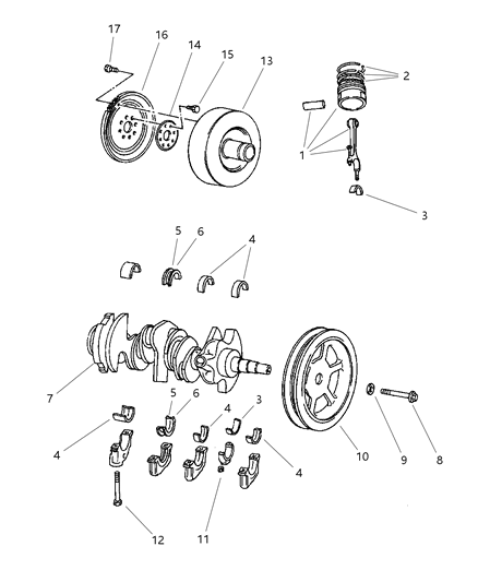 1997 Dodge Intrepid Crankshaft , Piston & Torque Converter Diagram 1 - Thumbnail