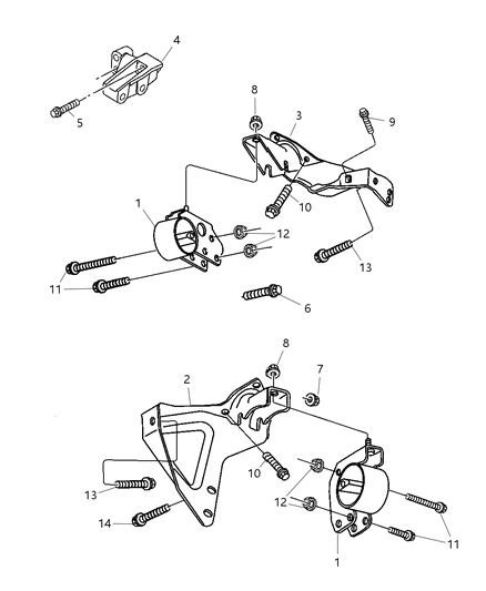 2000 Dodge Dakota Front Mount, Passenger Side Diagram for 52020342AA