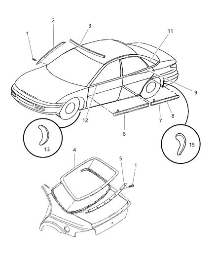 1997 Chrysler Cirrus Guard Assembly , (Spats) Quarter, Lower Diagram for 4814475