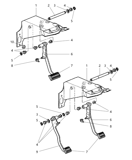 2006 Dodge Dakota Pedal And Pad Brake Diagram for 52009837AF