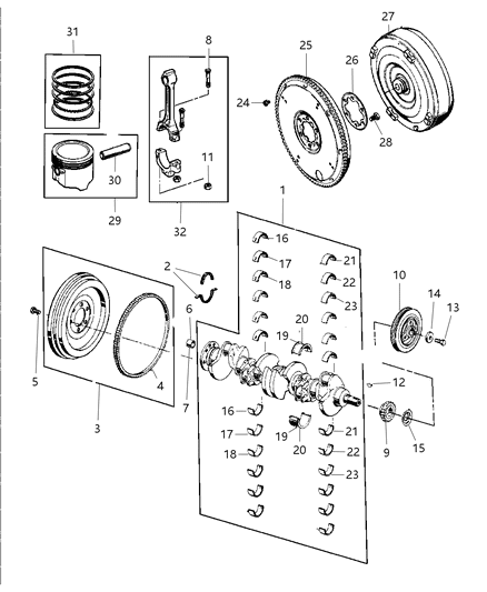 2006 Jeep Wrangler Crankshaft , Pistons , Flywheel & Torque Converter Diagram 2 - Thumbnail