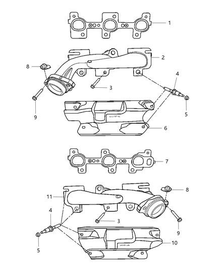 2007 Dodge Durango Exhaust Manifolds & Mounting Diagram 1 - Thumbnail