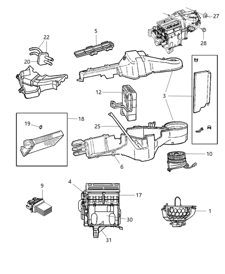 2008 Chrysler Pacifica Heater Core, Front Diagram for 5166533AC