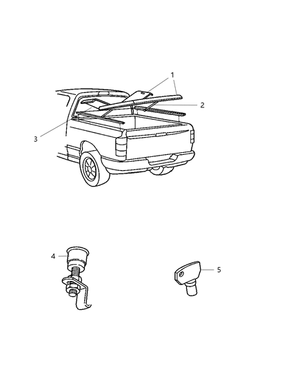 2008 Dodge Ram 1500 Cover Kit Tonneau - Hard Diagram for 82209750