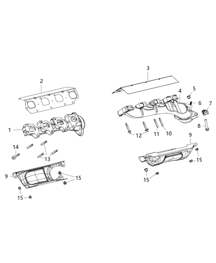 2014 Ram 2500 Exhaust Manifolds & Heat Shields Diagram 3 - Thumbnail
