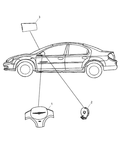 2004 Dodge Neon Air Bag Passenger, Passenger Side Diagram for WQ81WL5AC