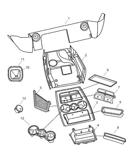 2006 Dodge Ram 1500 Console Base Diagram for 1BP561DHAA