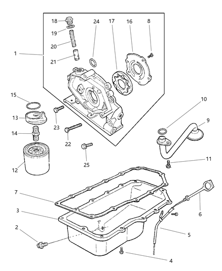1998 Chrysler Cirrus Engine Oiling Diagram 1 - Thumbnail